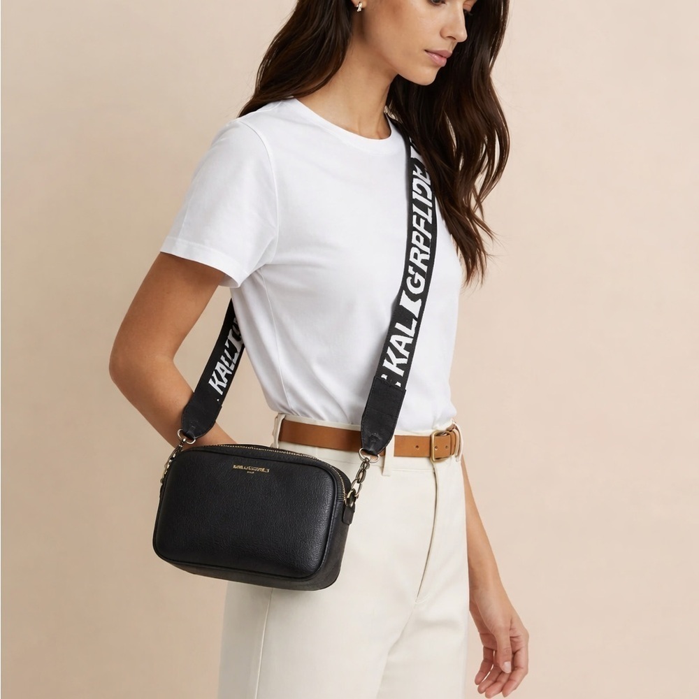 Karl Lagerfeld Black Travel Crossbody with Logo Strap